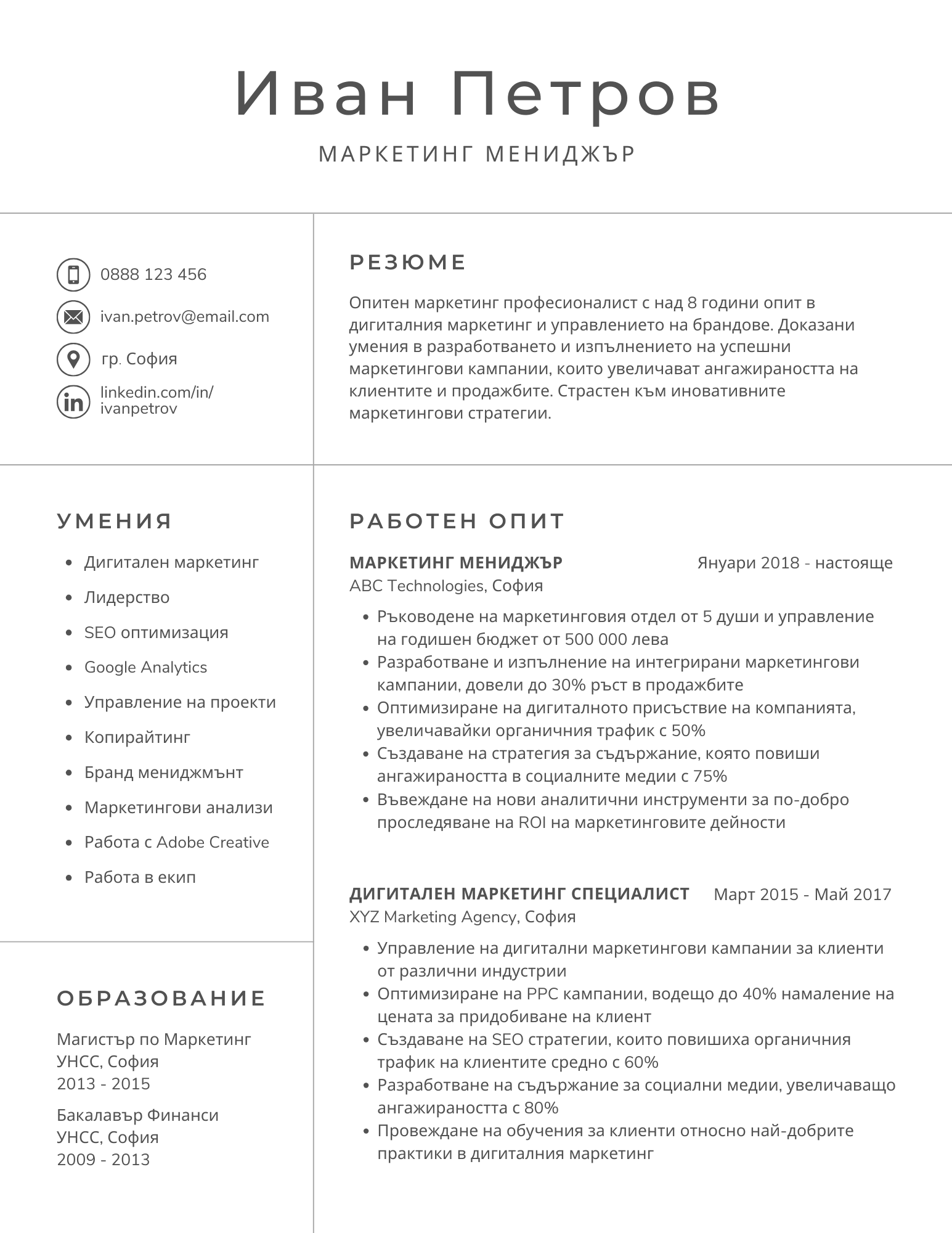 resume example